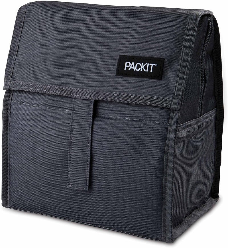 Pac-Kit ® Freezable Lunch Bag, City Charcoal, Built with ECOFREEZE® Technology, Foldable, Reusable, Zip and Velcro Closure with Buckle Handle, Designed for Work Lunches and Fresh Lunch On the Go - Image 2