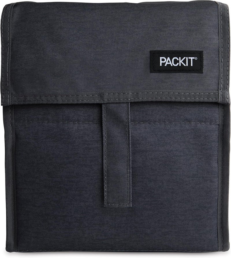 Pac-Kit ® Freezable Lunch Bag, City Charcoal, Built with ECOFREEZE® Technology, Foldable, Reusable, Zip and Velcro Closure with Buckle Handle, Designed for Work Lunches and Fresh Lunch On the Go - Image 1