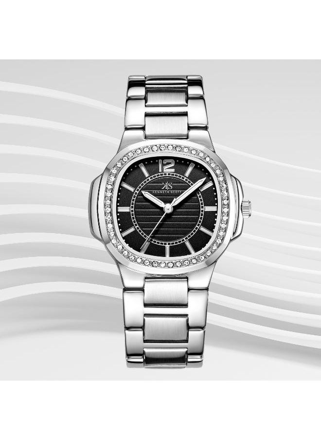 KENNETH SCOTT Kenneth Scott K24507-SBSB Women's Analog Display Watch & Stainless Steel Strap Silver  - Image 2