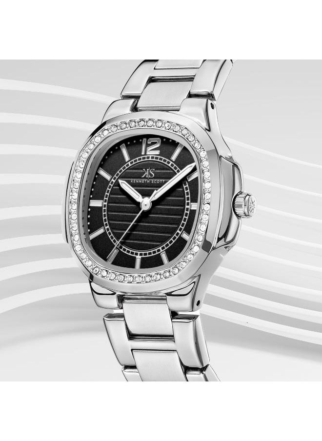 KENNETH SCOTT Kenneth Scott K24507-SBSB Women's Analog Display Watch & Stainless Steel Strap Silver  - Image 3
