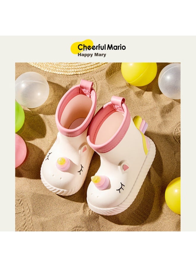 Cheerful Mario Unicorn Rain Boots For Women, Children's Non-slip Rain Boots, Baby Water Shoes, Lightweight Rubber Shoes For Infants And Toddlers New Style - Image 1