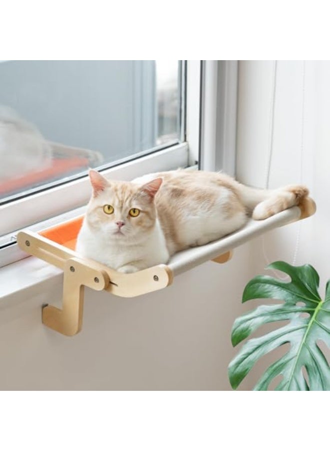 Cat Window Perch Lounge Mount Hammock Window Seat Bed Shelves for Indoor Cats No Drilling No Suction Cup (Orange/Grey) - Image 3
