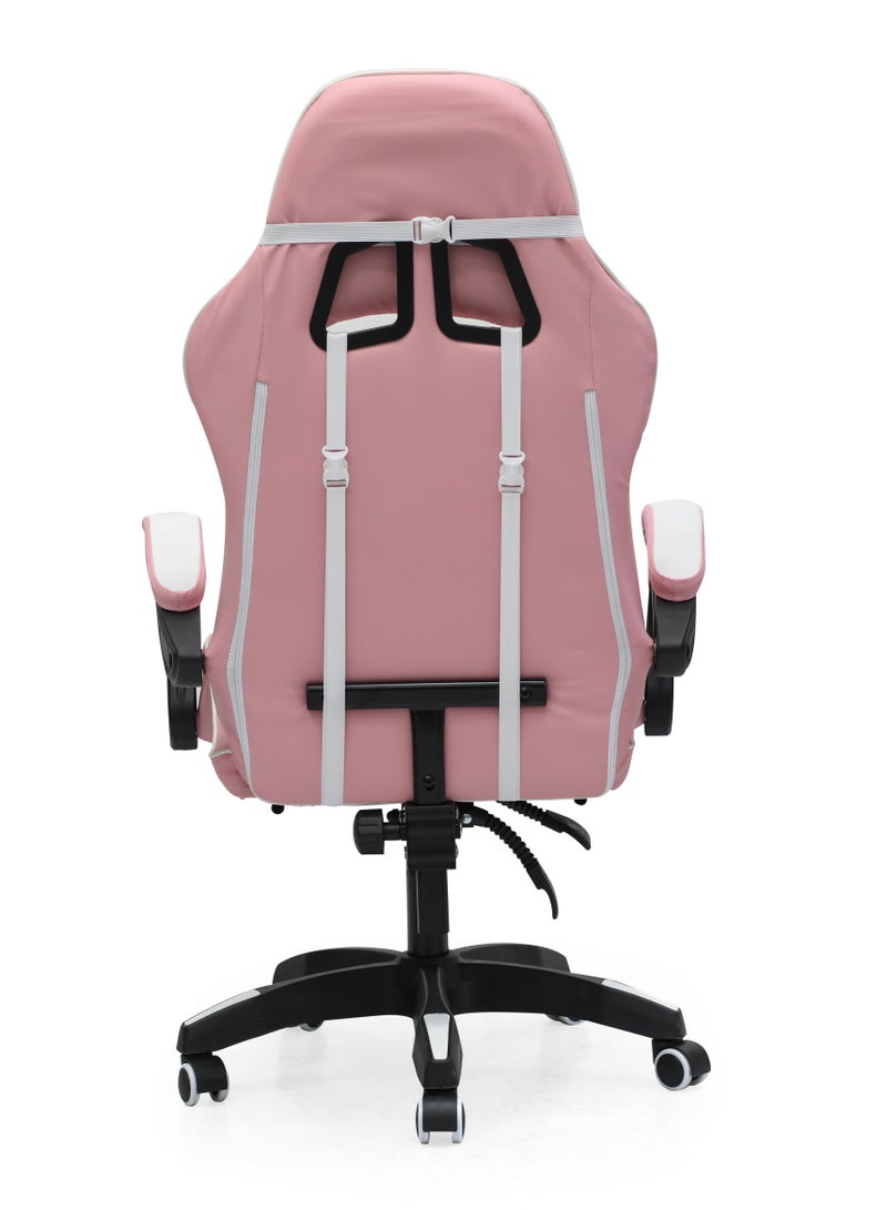 Multi Home Furniture Pink & White Gaming Chair - Ergonomic Gaming Chair with Footrest - Image 4