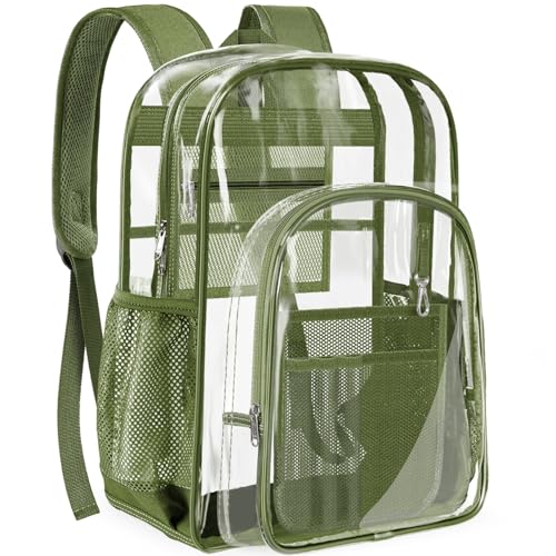PAMANO Clear Backpack Transparent Heavy Duty School PVC Bookbag See Through Bag Boys and Girls for College Work Travel Security - Image 1