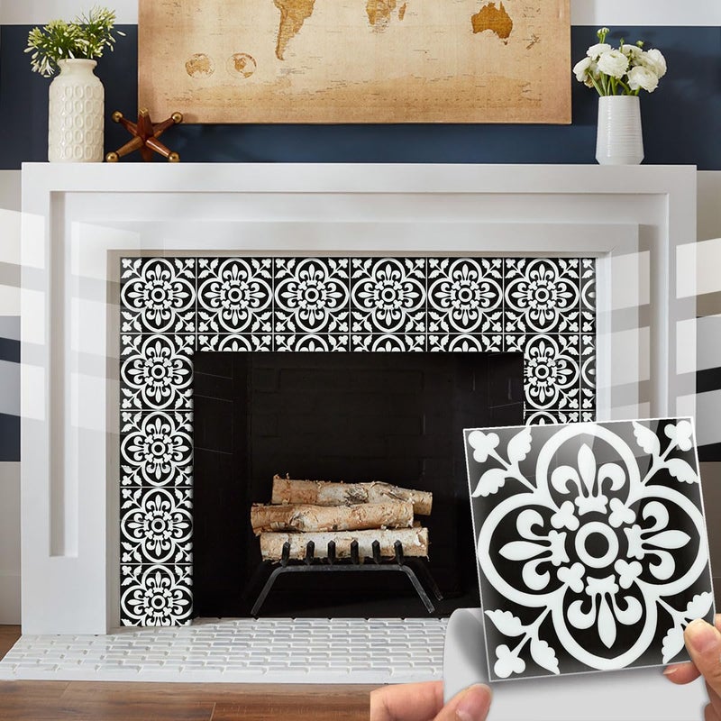 Heimerdinger Black and White Tile Stickers  Peel and Stick  Backsplash Decals Kitchen Bathroom Wall and Floor Decals 8X8Piece 16PCPack