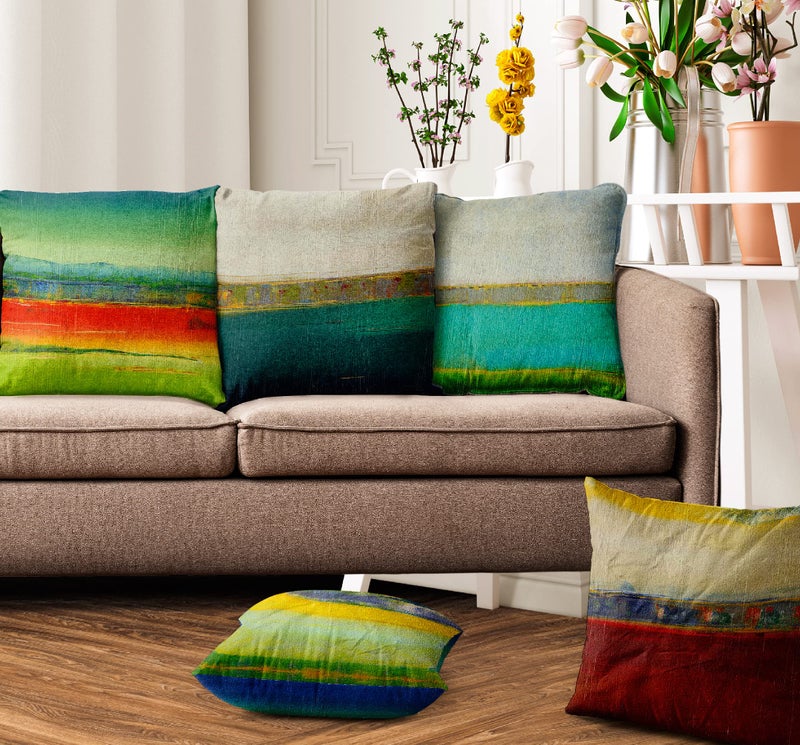 Ultimate Trends Premium Polyester Digital Modern Printed Cushion Cover For Living Room Couch Bed Single Sofa Set Of 5 (16 X 16 Inches, Green Maroon), 200 TC - Image 5