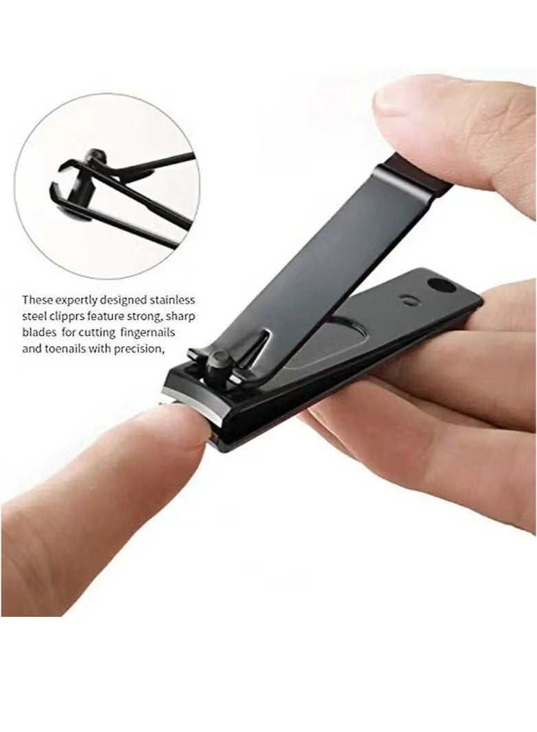 3 Pieces Black Stainless Steel Nail Clipper Nail Cutting Machine Professional Nail Trimmer High-Quality Toe Nail Clipper Tool Thick Toenails, Ingrown Nail Clippers Male And Female Nail Scissors  - Image 3