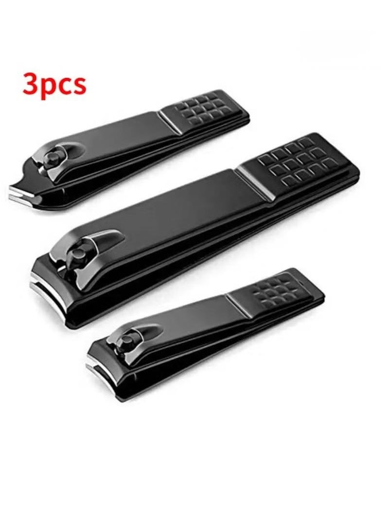 3 Pieces Black Stainless Steel Nail Clipper Nail Cutting Machine Professional Nail Trimmer High-Quality Toe Nail Clipper Tool Thick Toenails, Ingrown Nail Clippers Male And Female Nail Scissors  - Image 1