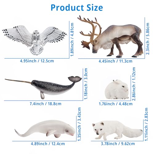 Toymany 12PCS 4-7" Large Polar Animals Figurines, Plastic Arctic Animal Toy Preschool Set Includes Polar Bear,Caribou,Whales,Walrus, Cake Toppers Christmas Birthday Toys Gift for Kids Toddlers - Image 4
