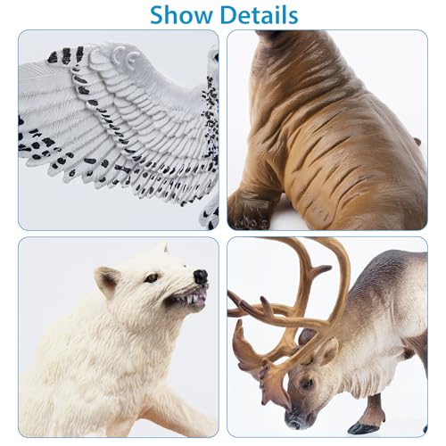Toymany 12PCS 4-7" Large Polar Animals Figurines, Plastic Arctic Animal Toy Preschool Set Includes Polar Bear,Caribou,Whales,Walrus, Cake Toppers Christmas Birthday Toys Gift for Kids Toddlers - Image 2