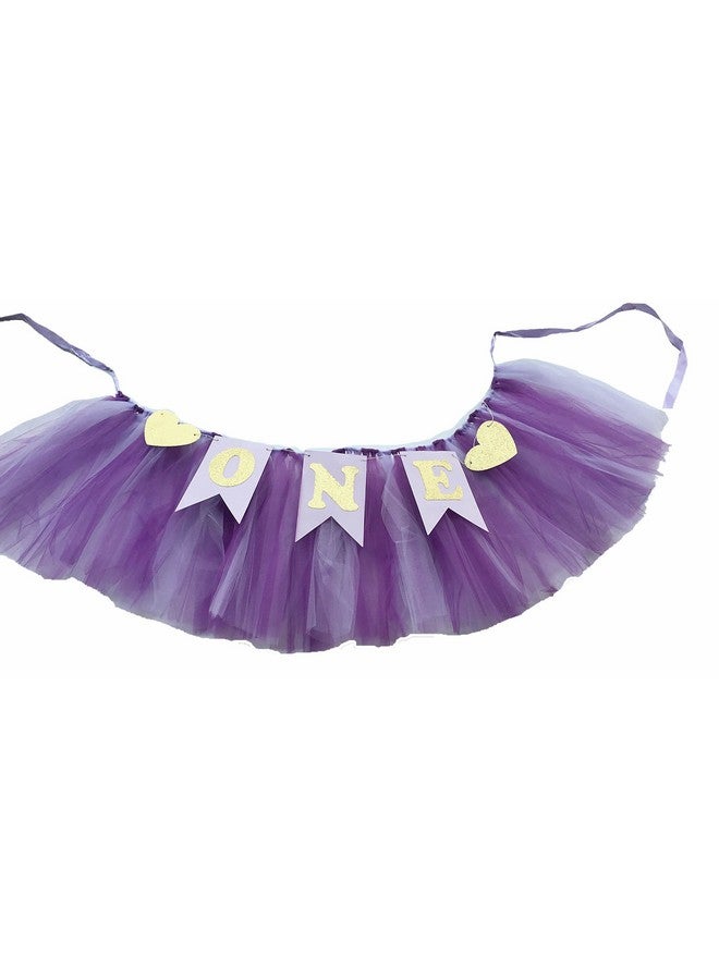 Alemon Purple 1st Birthday Baby Tutu for High Chair Decoration and "ONE" Pennant Mermaid Happy Birthday for Highchair - Image 2