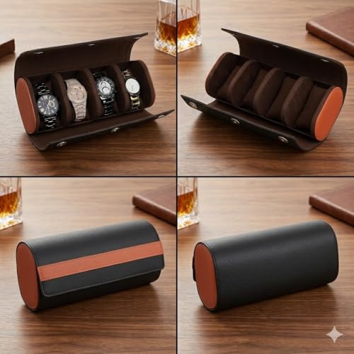 essart Travel Watch Roll Case 4 Slots – Portable Luxury Watch Organizer & Storage Box for Men & Women - Image 4