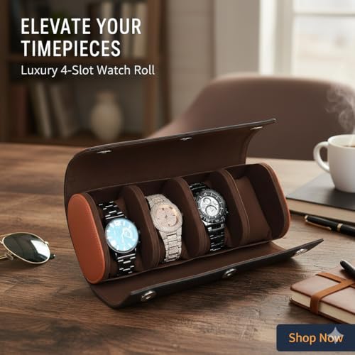 essart Travel Watch Roll Case 4 Slots – Portable Luxury Watch Organizer & Storage Box for Men & Women - Image 2