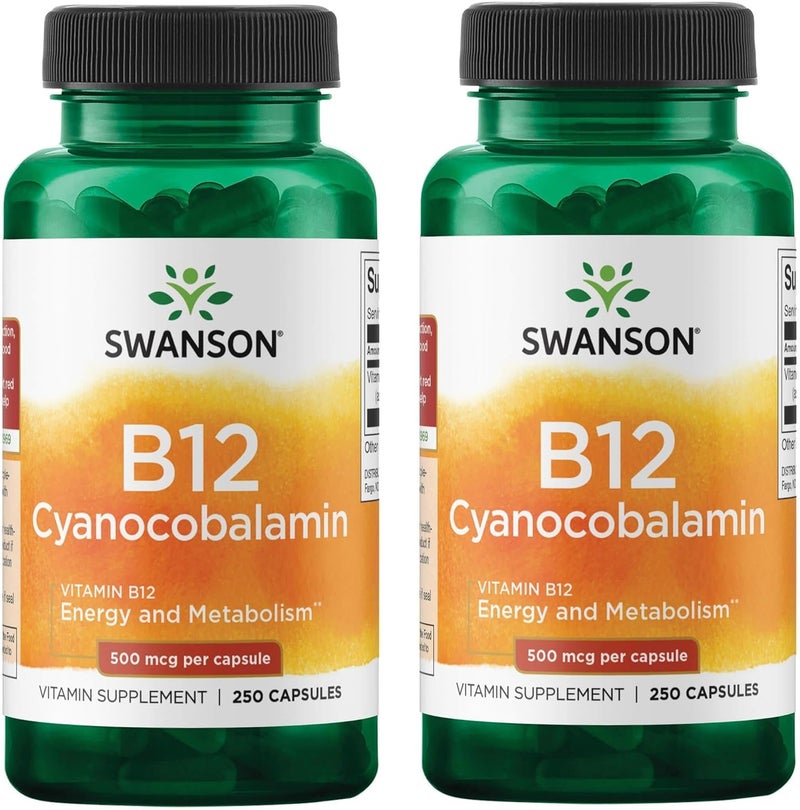 SWANSON B12 Cyanocobalamin Vitamin Supplement 2 Pack for Adults