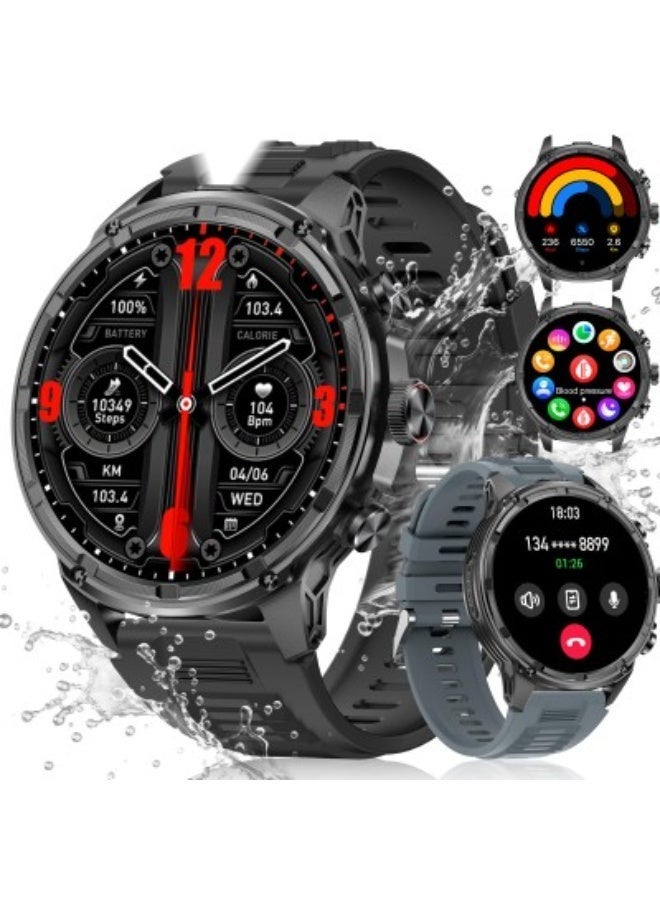 Haino Teko RW-60 MAX smartwatch with a large AMOLED screen for phone calls, water resistance, front flashlight, and 3 interchangeable straps in different styles. - Image 3