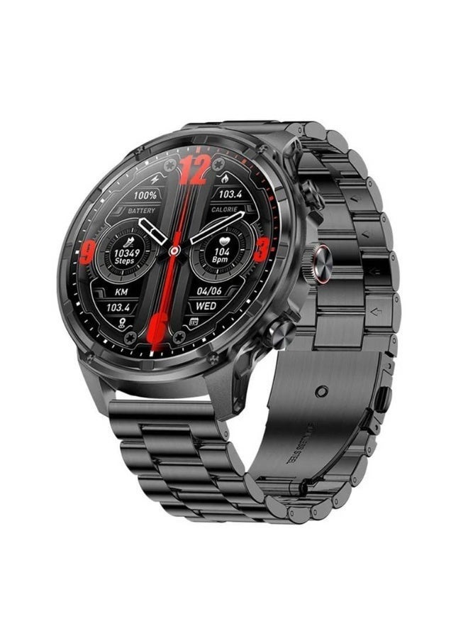 Haino Teko RW-60 MAX smartwatch with a large AMOLED screen for phone calls, water resistance, front flashlight, and 3 interchangeable straps in different styles. - Image 1