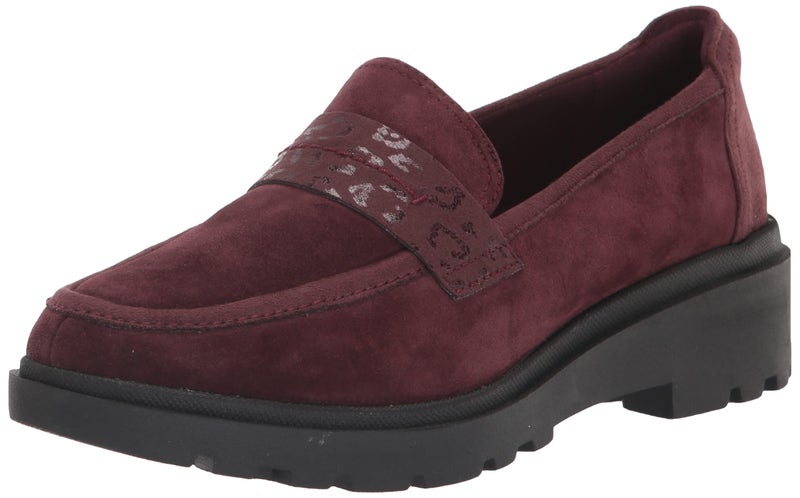 Clarks womens Calla Ease Loafer Flat, Burgundy Suede, 5.5 US - Image 1
