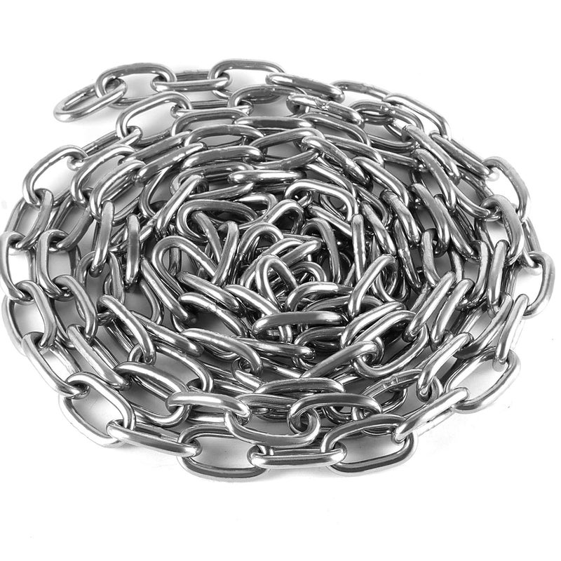 RSE RSE Heavy Duty Galvanized Steel Chain Links Extra Strong Long Length Welded Hot Metal Dipped Bright Shiny Chrome Plated and Polished DIY For Fence Gate Bike Cycle Security Lock (6mm, 3 Metre)  - Image 1