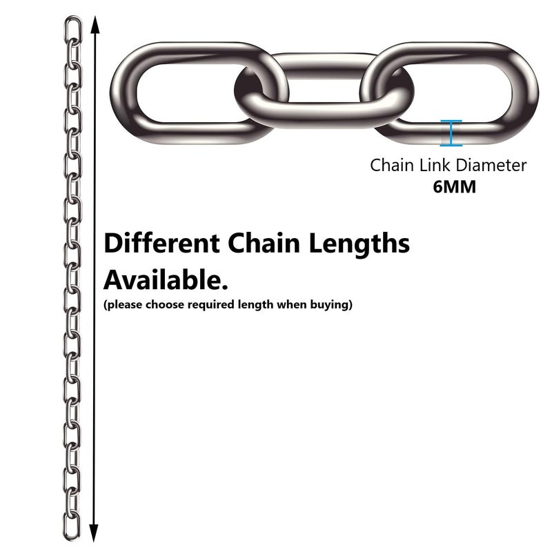 RSE RSE Heavy Duty Galvanized Steel Chain Links Extra Strong Long Length Welded Hot Metal Dipped Bright Shiny Chrome Plated and Polished DIY For Fence Gate Bike Cycle Security Lock (6mm, 3 Metre)  - Image 2