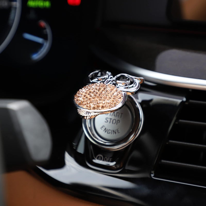 Push Start Button Cover, Bling Crystal Engine Start Stop Button Cover, Car Accessories for Owl Interior Decoration Rhinestone Sticker - Image 5