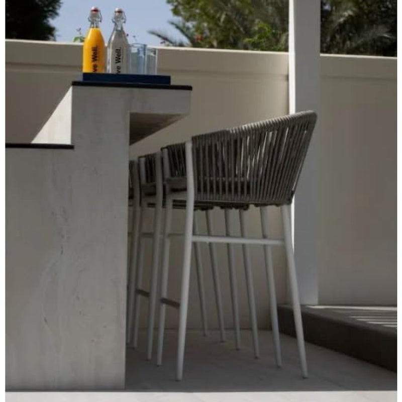 Outdoor Counter Stool With Seat Cushion in Charcoal/Silver/Charcoal - a counter stool W630 x D585 x H950mm featuring removable lining and aluminium framebaihuo - Image 2