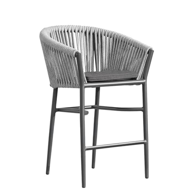 Outdoor Counter Stool With Seat Cushion in Charcoal/Silver/Charcoal - a counter stool W630 x D585 x H950mm featuring removable lining and aluminium framebaihuo - Image 4