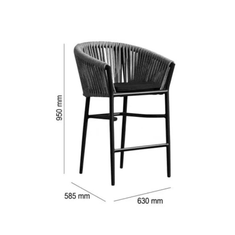 Outdoor Counter Stool With Seat Cushion in Charcoal/Silver/Charcoal - a counter stool W630 x D585 x H950mm featuring removable lining and aluminium framebaihuo - Image 3