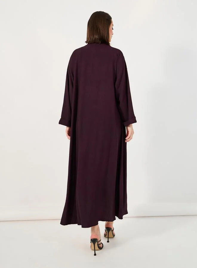 Styli Pintuck Embroidery Abaya with Stone Embellishment