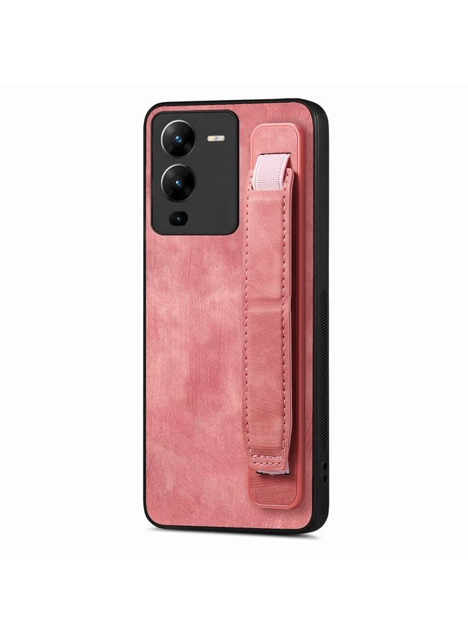 erorex Case For vivo V25 Pro Retro Wristband Holder Leather Back Phone Case - Image 1