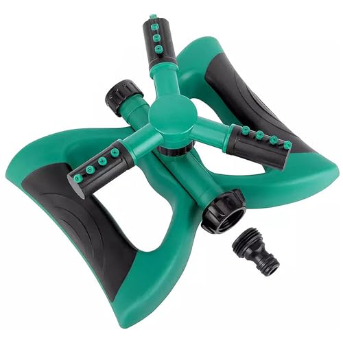 OUTO Automatic Garden Sprinkler 360 Degree Rotating Adjustable 3 Arm Water Sprayer for Watering Plants Outdoor Lawn Yard Irrigation System (Green) - Image 1