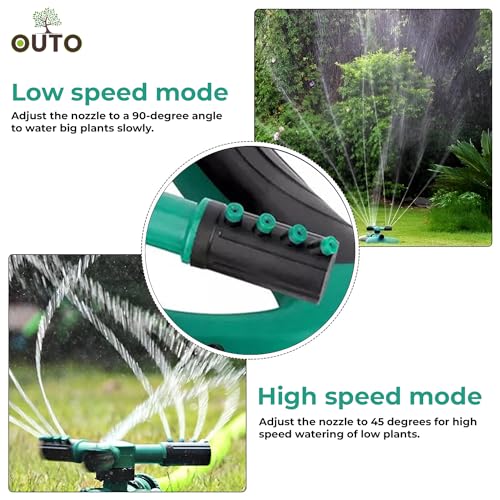 OUTO Automatic Garden Sprinkler 360 Degree Rotating Adjustable 3 Arm Water Sprayer for Watering Plants Outdoor Lawn Yard Irrigation System (Green) - Image 5
