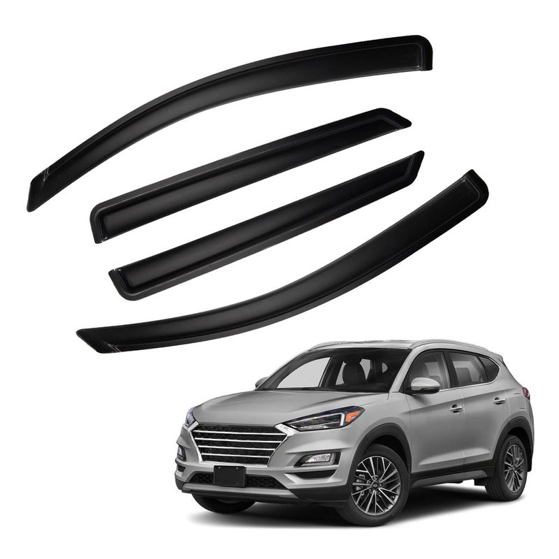 PLDDE 4pcs Smoke Tint Window Visors Compatible with 20162021 Hyundai Tucson Set of 4 FrontRear Sun Rain Guard Vent Outside Mount Tape On Style Acrylic