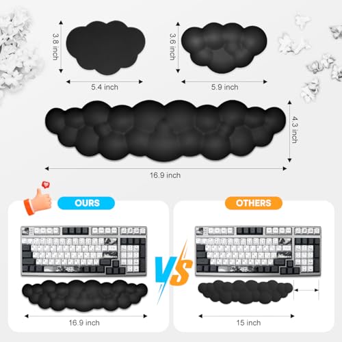 JIKIOU Upgrade Leather Cloud Keyboard Wrist Rest, Cloud Wrist Rest with Non-Slip PU Base, Comfortable Memory Foam Wrist Rest for Computer Laptop Mac Gaming Office and Pain Relief Christmas Wish Gift - Image 3
