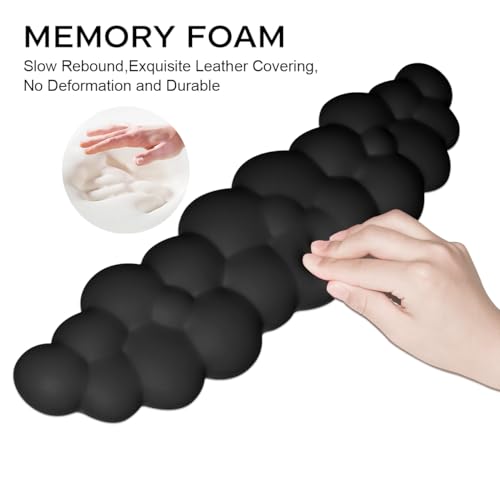 JIKIOU Upgrade Leather Cloud Keyboard Wrist Rest, Cloud Wrist Rest with Non-Slip PU Base, Comfortable Memory Foam Wrist Rest for Computer Laptop Mac Gaming Office and Pain Relief Christmas Wish Gift - Image 4