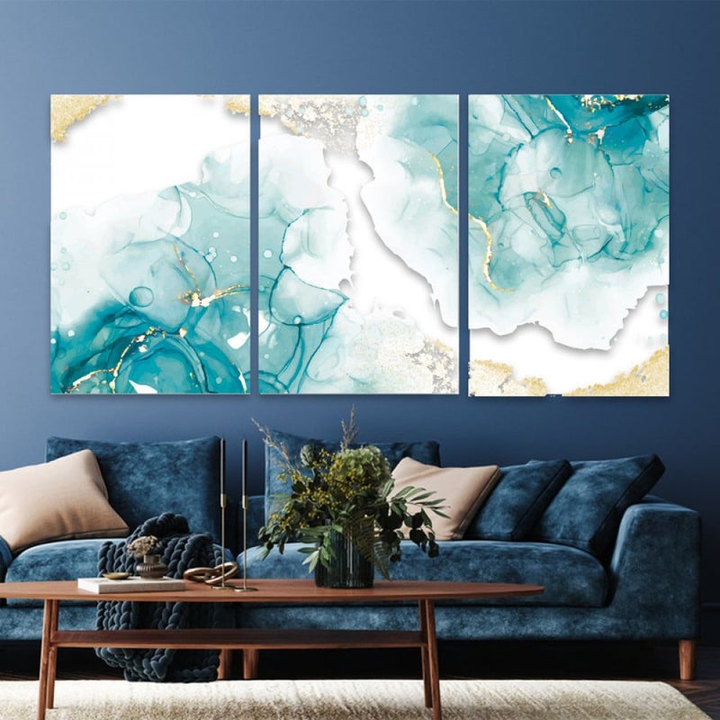 ماركتنا ثلاث لوحات قماشية فخمة بتصميم مودرن مع برواز مجوف مقاس (90×40) ثلاث قطع - Image 1