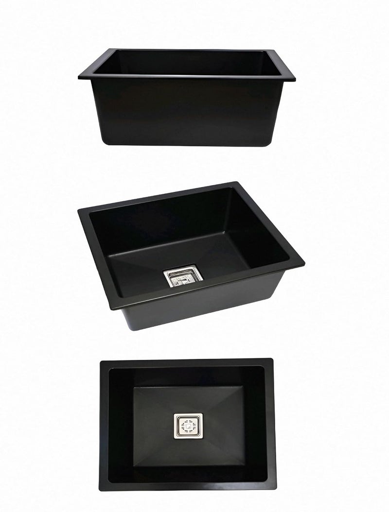 SYON Syon MARVEL BLACK Premium Ceramic Quartz Kitchen Sink with All Accessories 16x18x8  - Image 5