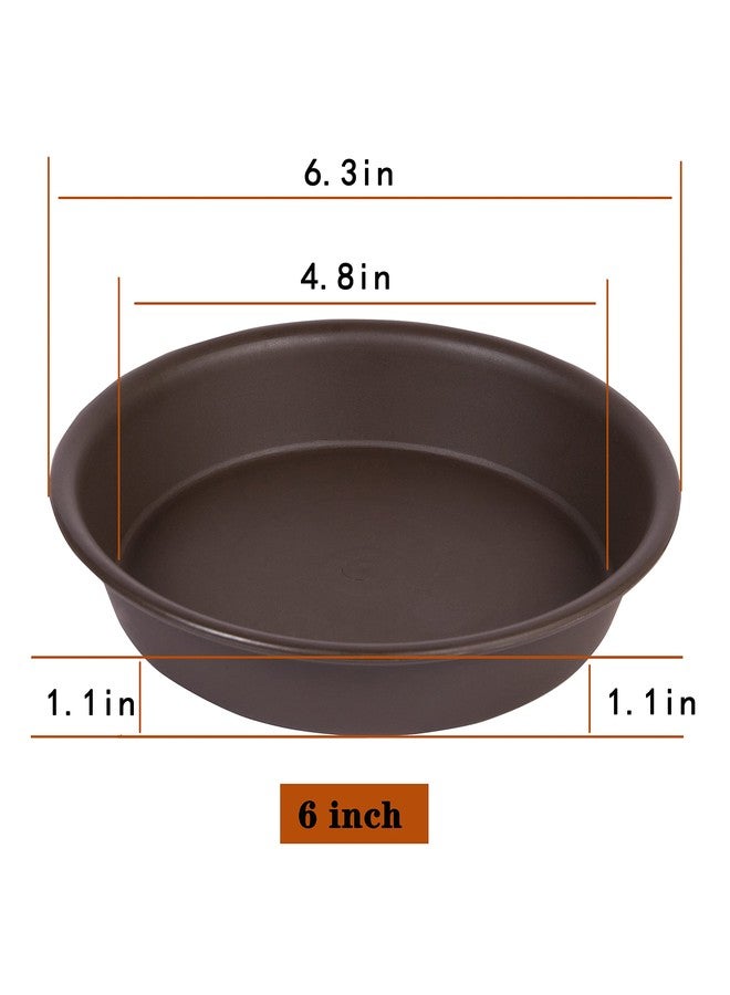 Angde 6 Pack Plant Saucer Tray 6“, 4 6 8 10 12 14 16 18 inch Saucers, Heavy Duty Plastic Drip Trays for Indoor, Plant Water Drainage Trays for Pots Base, Planter Flower Dishes for Plants (6“, Brown) - Image 2