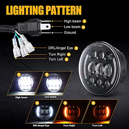 SUPAREE 5.75 Inch LED Motorcycle Headlight with Halo DRL & Turn Signal Plug & Play 5-3/4" Motorcycle Projection Headlight Compatible with Dyna Softail Deuce Wide Glide Sportster Indian Scout - Image 2