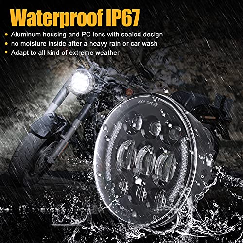 SUPAREE 5.75 Inch LED Motorcycle Headlight with Halo DRL & Turn Signal Plug & Play 5-3/4" Motorcycle Projection Headlight Compatible with Dyna Softail Deuce Wide Glide Sportster Indian Scout - Image 5
