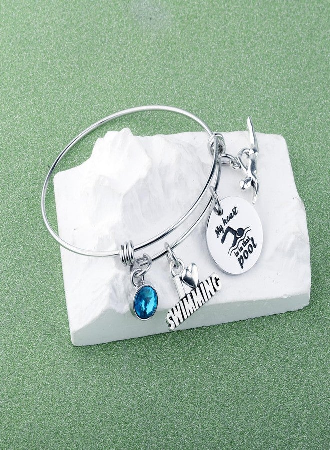 HOLLP Swimming Bracelet Swimming Lover Gift My Heart Is In That Pool Bracelet Gift for Swimmers and Coaches (pool br) - Image 4