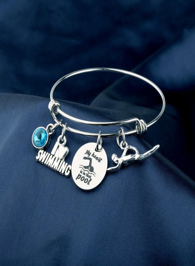 HOLLP Swimming Bracelet Swimming Lover Gift My Heart Is In That Pool Bracelet Gift for Swimmers and Coaches (pool br) - Image 5