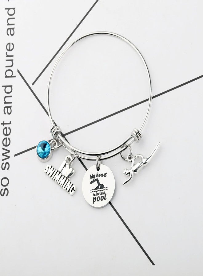HOLLP Swimming Bracelet Swimming Lover Gift My Heart Is In That Pool Bracelet Gift for Swimmers and Coaches (pool br) - Image 3