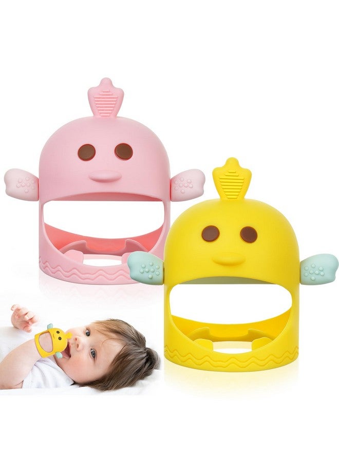 Vicloon Baby Teething Toy, 2Pcs Silicone Teething Mitten With 2Pcs Replacement Grip,Never Drop Baby Chew Toys For Teething Relief,Soothing Teether For Babies 0-6 Months,Teether Toy For Sucking Needs - Image 1