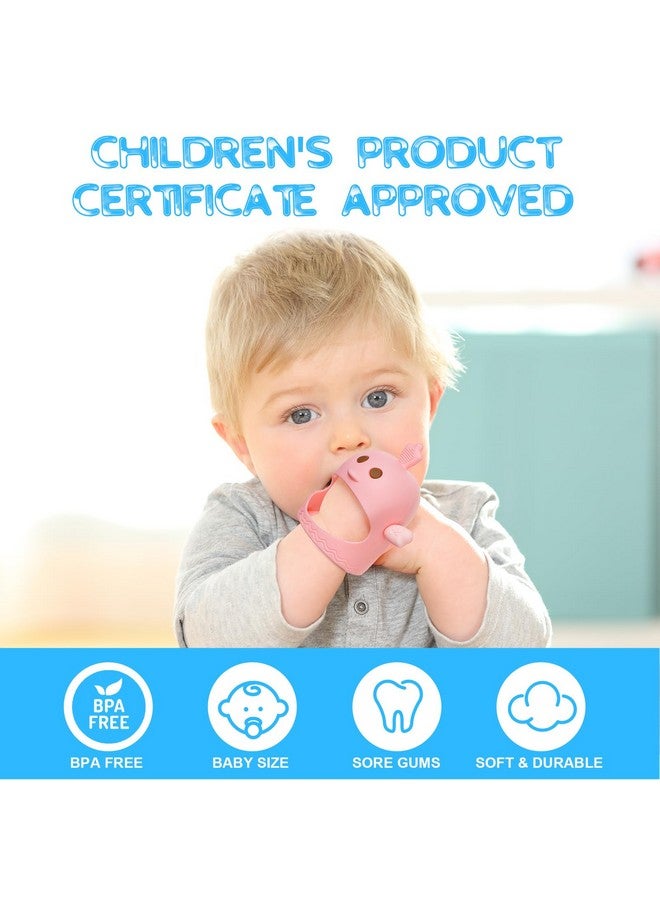 Vicloon Baby Teething Toy, 2Pcs Silicone Teething Mitten With 2Pcs Replacement Grip,Never Drop Baby Chew Toys For Teething Relief,Soothing Teether For Babies 0-6 Months,Teether Toy For Sucking Needs - Image 3