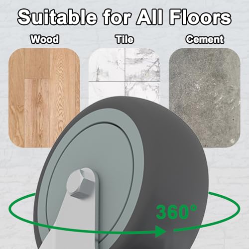 AAGUT 4 Inch Brake Stem Casters 1/2"-13x1-1/2, Swivel Stem Wheel, Replacement Caster Wheels Heavy Duty for Wire Shelving Racks Set of 4 - Image 5