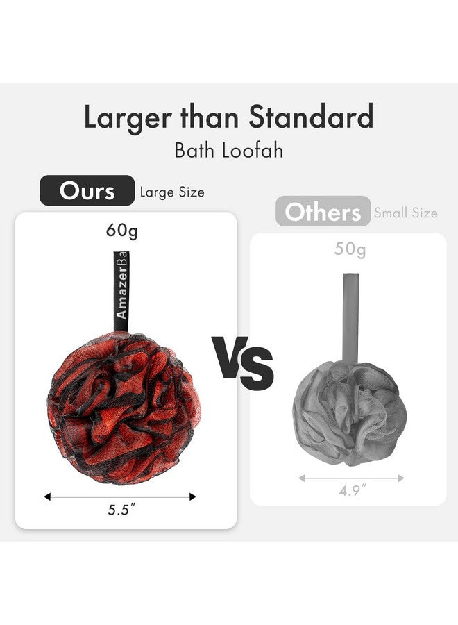 أمازيرباث إسفنجة استحمام أمازر باث بالفحم، ليف استحمام 60 جم/القطعة - مجموعة من 4 قطع من ليف تنظيف الجسم - أزرق فحمي، أخضر، بنفسجي وأحمر، إسفنجة استحمام للرجال والنساء - Image 5