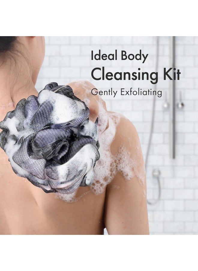 أمازيرباث إسفنجة استحمام أمازر باث بالفحم، ليف استحمام 60 جم/القطعة - مجموعة من 4 قطع من ليف تنظيف الجسم - أزرق فحمي، أخضر، بنفسجي وأحمر، إسفنجة استحمام للرجال والنساء - Image 4