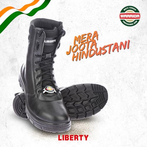 Liberty Warrior Platoon Boots for Men, Genuine Leather, Hard Toe, One Side Zip for Swift Action, Defence Boot for Men, Light Weight, Black, Size-5UK - Image 3