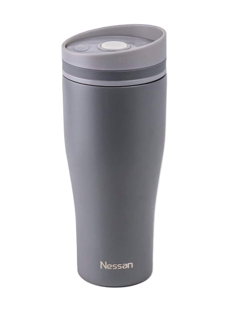 Nessan Insulated Stainless Steel Vacuum Mug, Your Perfect Portable Thermal Tumbler for Hot and Cold Beverages Anywhere: Home, Gym, Outdoors, Office, and School-360ML- Grey - Image 3