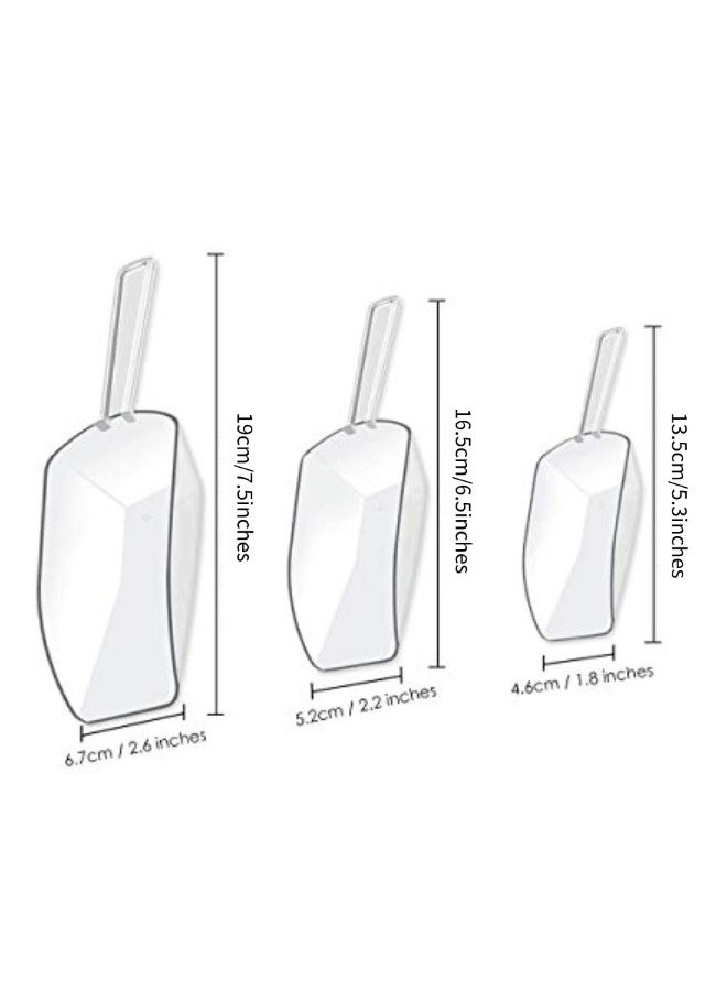 ShebSheb 3PCS Kitchen Rice Scoop Set  - Clear Plastic Scoops for Candy, Ice Cream Bar, Rice, Containers, Coffee, Flour, Dessert Toppings, etc., 7.6", 6.7", & 5.5" - Image 5
